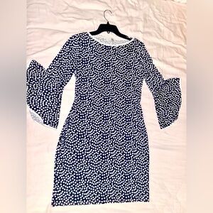 Neiman Marcus Navy and White Polka Dot Dress
